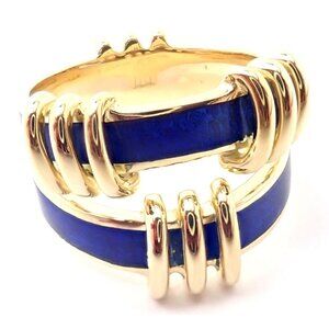 Vintage! Authentic Tiffany & Co Schlumberger 18k Yellow Gold Enamel Band Ring​